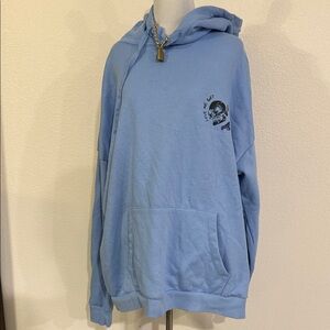 No Boundaries Light Blue Love Me Not Graphic Hoodie for Men EUC Size XL
